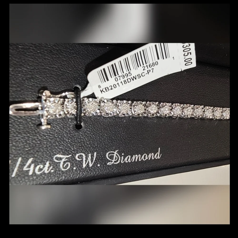DIA 1/4 Cart Diamond Sterling Silver Rhodium Plated 7